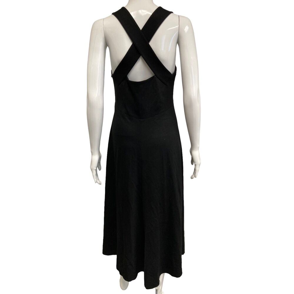 DOROTHEE SCHUMACHER Black Crossover Straps Sleeveless A-Line Midi Dress Size L - Picture 2 of 4
